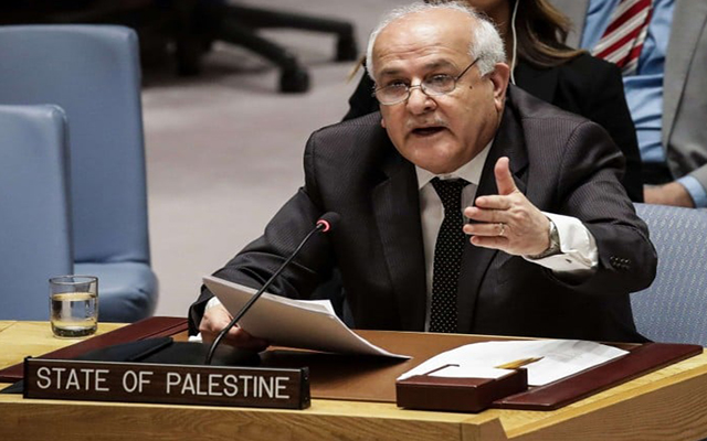 مندوب فلسطين بالامم المتحدة : الشعب الفلسطيني يقتل عشوائيا في غزة