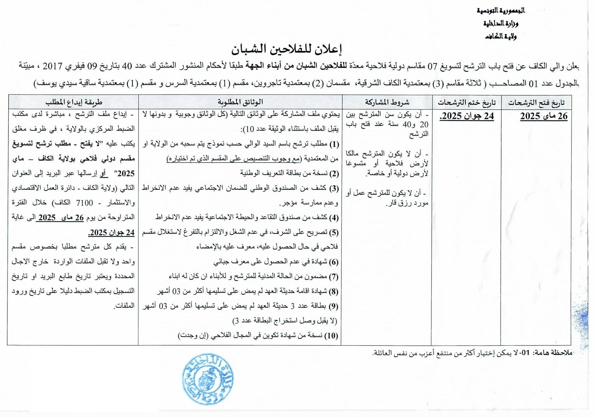 	 سليانة / العروسة: تنفيذ قرارت اخلاء عقارات دولية فلاحية بمساحة جملية تقدر ب حوالي 36،5 هك .